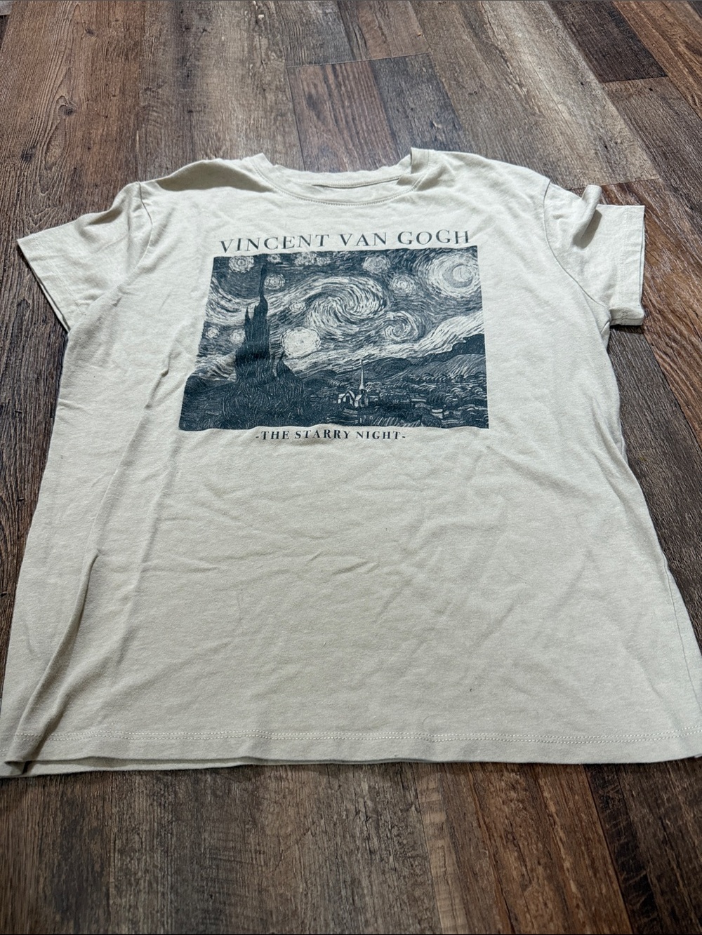 Vincent Van Gogh The Starry Night Graphic Tee — Cream with Black Print